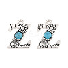 Synthetic Turquoise & Alloy Pendants PALLOY-H146-01AS-Z-1