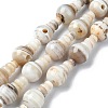 Natural Banded Agate 3-Hole Guru Bead Strands G-K149-42-1