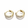Brass Micro Pave Cubic Zirconia Huggie Hoop Earrings LS-EJEW-R144-004E-NF-2