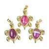 Natural Banded Agate(Dyed & Heated) & Brass Pendants KK-F887-01G-09-1