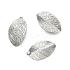 Tarnish Resistant 304 Stainless Steel Leaf Pendants STAS-S040-07P-2