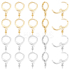 12 Pairs 2 Colors Brass Huggie Hoop Earring Findings KK-FH0003-13-1