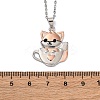 Brass Cute Cup Fox Pendant Cable Chain Necklaces for Women NJEW-C067-03P-5
