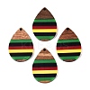 Jamaican Colour Epoxy Resin & Walnut Wood Pendants RESI-N039-122O-1