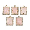 Natural Rose Quartz Faceted Rectangle Pendants G-I375-05G-09-1