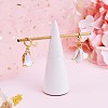 White Enamel Lilies Flower Dangle Hoop Earrings JE970A-5