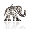 Shining Antique Silver Plated Alloy Rhinestone Elephant Big Pendants RB-J194-02AS-2