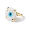 Lampwork Evil Eye Open Cuff Ring RJEW-C051-01G-06-2