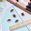 4Pcs 1-Hole Alloy Glass Shank Buttons FIND-DR0001-99D-4