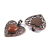 Synthetic Goldstone Peach Love Heart Pendants G-G158-01-17-2