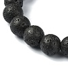 Natural Dyed Crackle Agate & Lava Rock Round Beaded Stretch Bracelet BJEW-TA00444-03-4