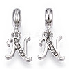 Platinum Rack Plating Alloy Rhinestone European Dangle Charms PALLOY-T048-36P-N-1