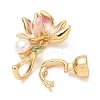 Brass Natural Pearl Enamel Fold Over Clasps KK-U059-31G-01-2