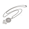 201 Stainless Steel Woven Web/Net with Leaf Pendant Necklaces LS-NJEW-K283-07P-2