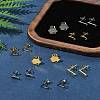 16Pcs 8 Styles 201 Stainless Steel Stud Earring Findings with Hole EJEW-FS0001-21-10