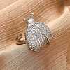 Brass Micro Pave Cubic Zirconia Adjustable Open Cuff Rings for Women RJEW-A072-01C-P-1