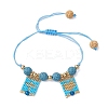 Natural Lava Rock & Dyed Natural Agate & Glass Seed Beaded Braided Bracelets BJEW-MZ00063-05-1