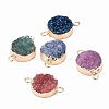 Natural Drusy Agate Flat Round Links connectors G-P090-17-1