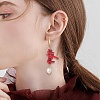 Dyed Chips Synthetic Coral Dangle Earrings EJEW-TA00204-4