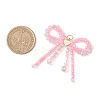 Glass Seed Beaded Bowknot with Heart Pendants PALLOY-MZ01162-01-2