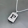Rectangle with Laser Cut Letter 201 Stainless Steel Initial Pendant Necklaces WGA5E8C-16-1