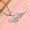 201 Stainless Steel Hollow Cat Shaped Pendant Box Chain Necklaces NJEW-M086-06P-4