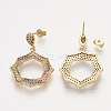 Brass Cubic Zirconia Stud Earrings EJEW-S201-135-2