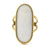Oval 304 Stainless Steel Enamel Open Cuff Rings for Women RJEW-F166-25G-02-2