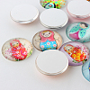Russian Girl Doll Printed Glass Cabochons GGLA-A002-12mm-JJ-3