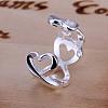Romantic Heart Adjustable Brass Cuff Rings RJEW-BB13178-2