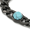 304 Stainless Steel & Synthetic Turquoise Polygon Link Bracelets for Women BJEW-G717-16B-03-2