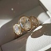 Oval Brass Pave Clear Cubic Zirconia Finger Rings FS-WGDCBD8-02-1