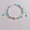 Bohemian Style Acrylic Starfish Turtle & Round Glass Beaded Braided Anklets for Women FS-WG26544-01-3