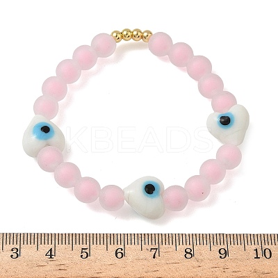 Brass & Plastic & Lampwork Beaded Stretch Bracelets for Women BJEW-F515-03G-01-1