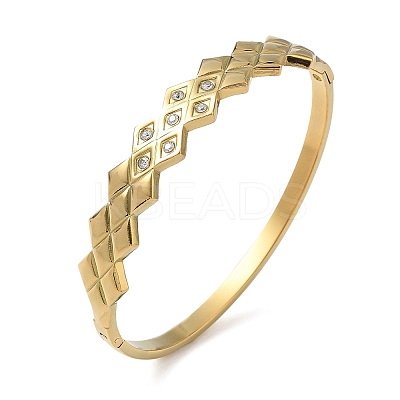 304 Stainless Steel Crystal Rhinestone Hinged Cuff Bangles SA-CBAB92B-18G-1