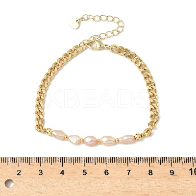 Natural Pearl Beaded Link Bracelets BJEW-A038-02G-1