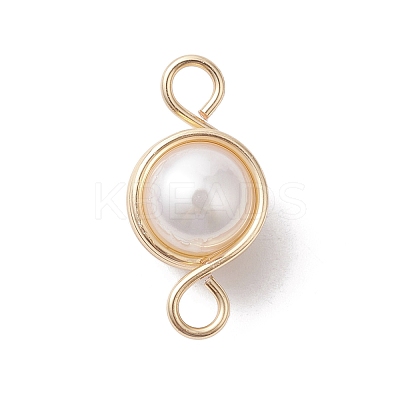 Natural Cultured Freshwater Pearl Copper Wire Wrapped Connector Charms PALLOY-JF02605-1