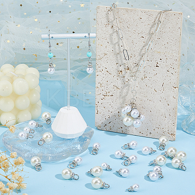 120Pcs 3 Styles ABS Plastic Imitation Pearl Pendants KY-HS0004-09-1