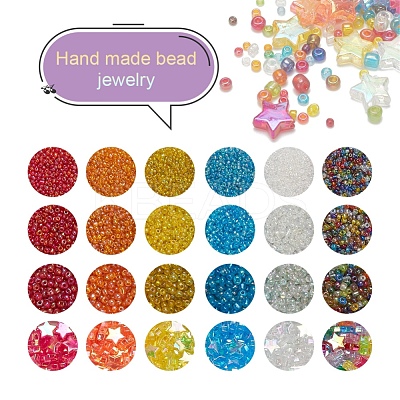 24 Style Round Glass Seed Beads SEED-YW0001-65-1