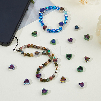 60Pcs 5 Colors Two Tone Glass Beads GLAA-HS0001-16-1