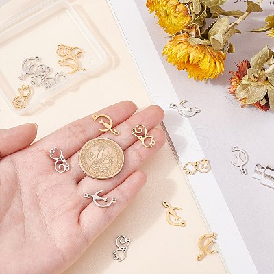 16Pcs 4 Style 201 Stainless Steel Kitten Links/Connectors STAS-DC0001-73-1