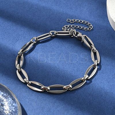 304 Stainless Steel Oval Link Chains Bracelets for Men & Women BJEW-D042-34P-1