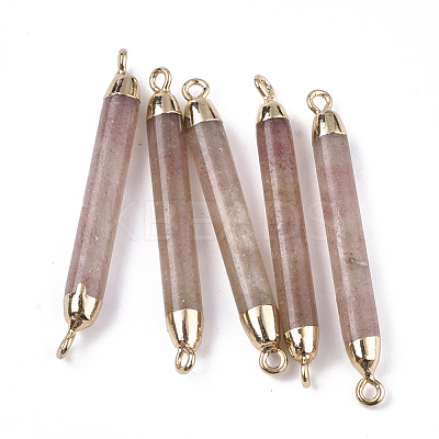 Electroplate Natural Strawberry Quartz Links connectors G-S344-73G-1