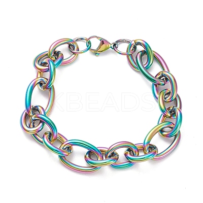 304 Stainless Steel Figaro Chain Bracelets BJEW-E271-05M-1