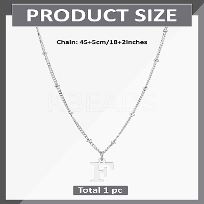 1Pc Brass Chain & 304 Stainless Steel Letter Pendant Necklaces NJEW-LP0001-35F-P-1