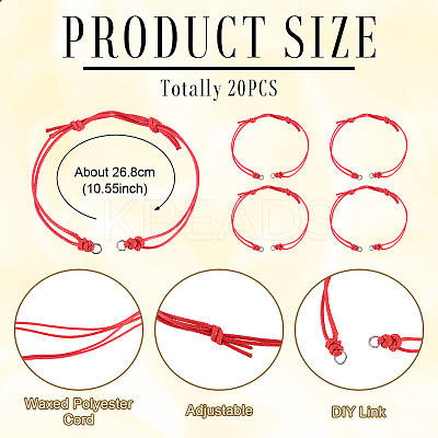 20Pcs Waxed Polyester Cord Bracelet Making AJEW-TAC00095-1