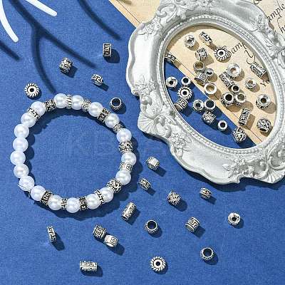60Pcs 12 Styles Buddhist Theme Tibetan Style Zinc Alloy Spacer Beads FIND-CJ0002-20-1