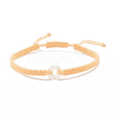 Donut Glass Braided Bead Bracelet BJEW-JB07858-03-1