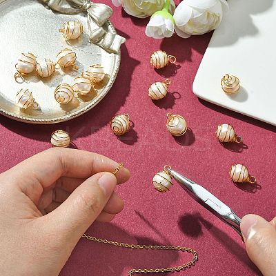 15Pcs Natural Cultured Freshwater Pearl Copper Wire Wrapped Pendants PALLOY-CJ00035-1