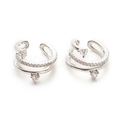 Clear Cubic Zirconia Wrapped Cuff Earrings EJEW-A066-04P-1